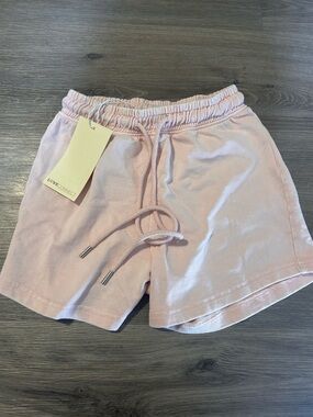 Women's Elastic Waist Terry Shorts in Light Pink